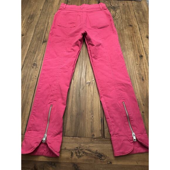 Zara Woman Hot Pink Pants Jeans Size Medium Ankle Zip Straight Leg Slim Coastal - Picture 12 of 16